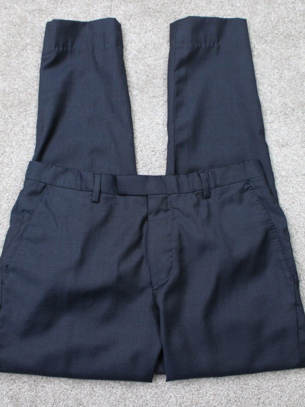 BOSS Hugo Boss Pants Mens 30x28 Blue Leenon Virgin Wool Flat Front Viscose Lined